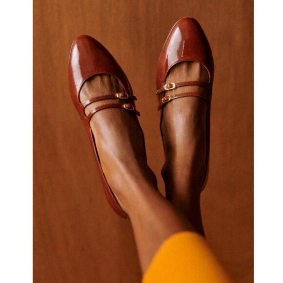 Sezane Shoes - Sézane Ninon Low Ballerinas / Size 38 / US 7 / Patent Mahogany
